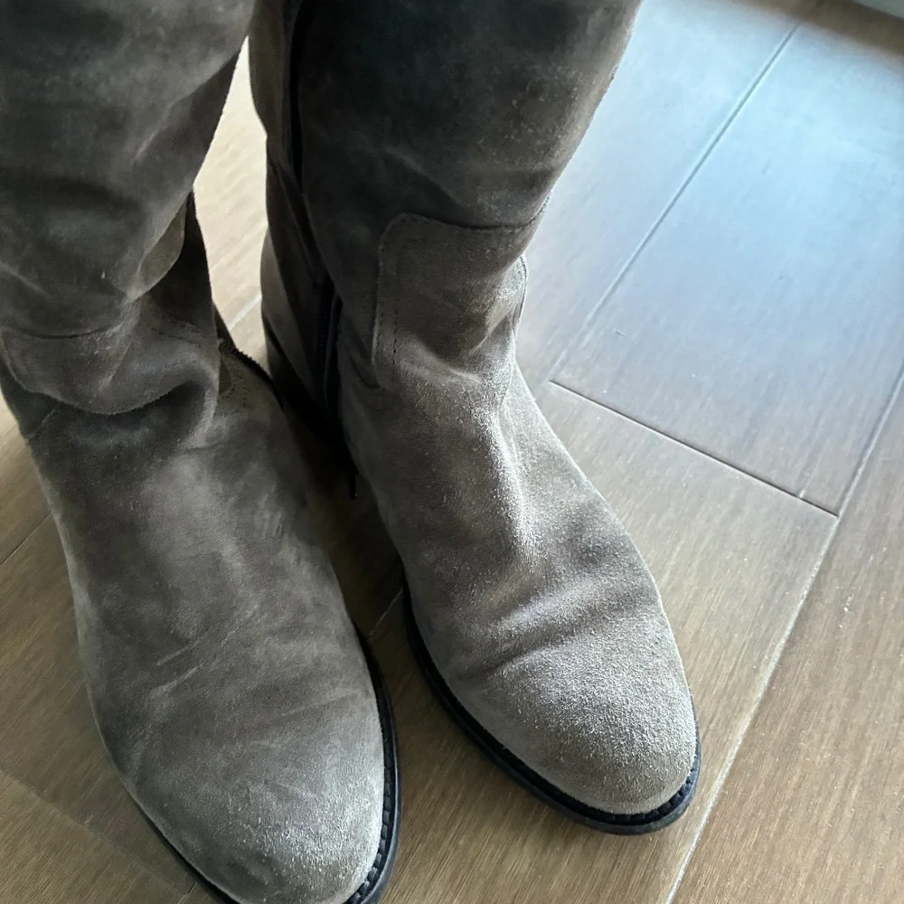EUC Garnet Hill gray suede tall boots 7 1/2
